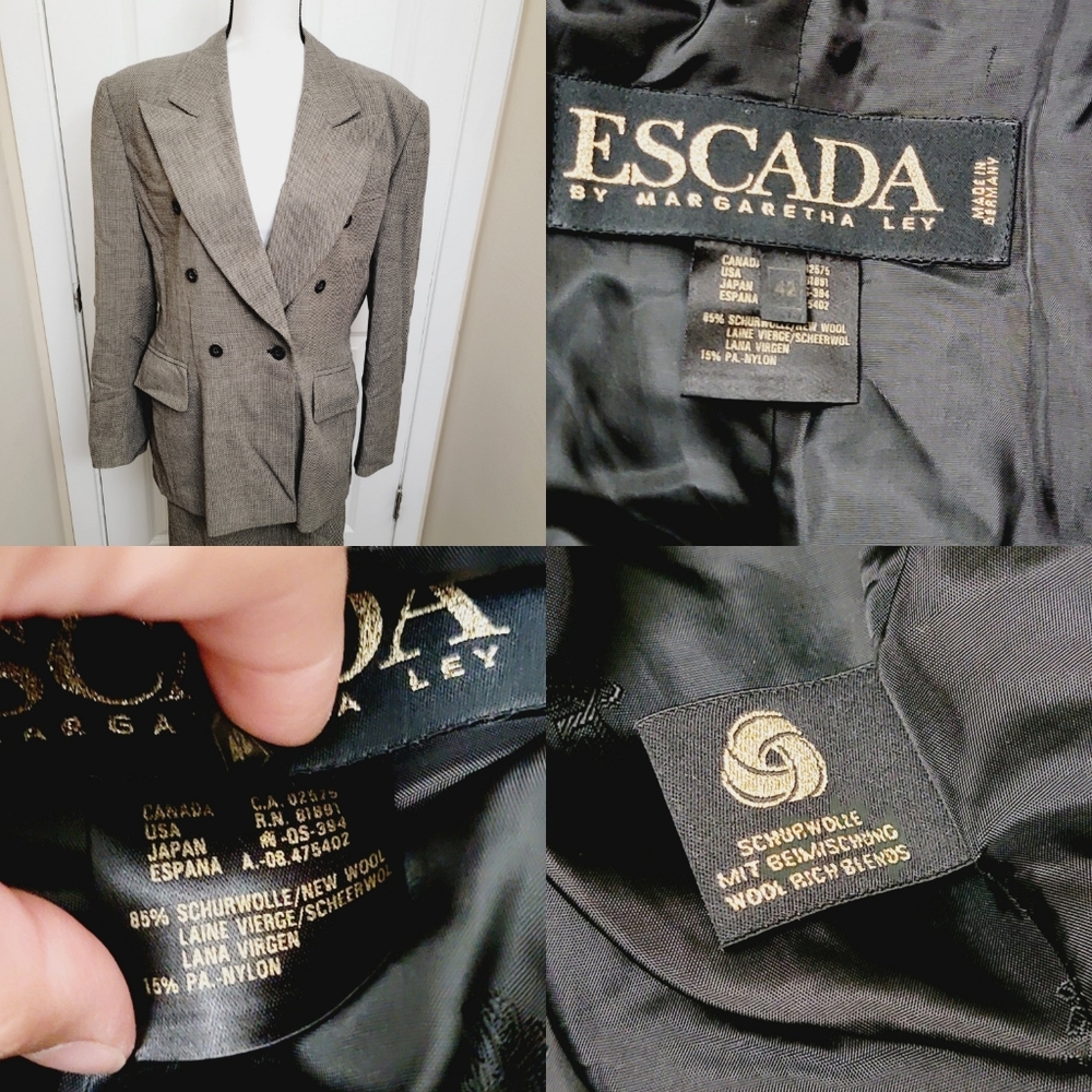 ESCADA Vintage Gingham Suit Set, Suit Blazer & Pencil Skirt - Picture 16 of 16
